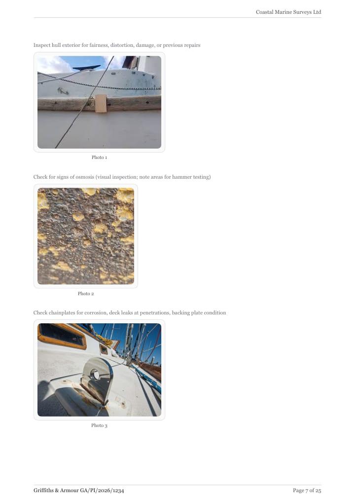 A findings page from the Calypso Dawn report, with three captioned photographs